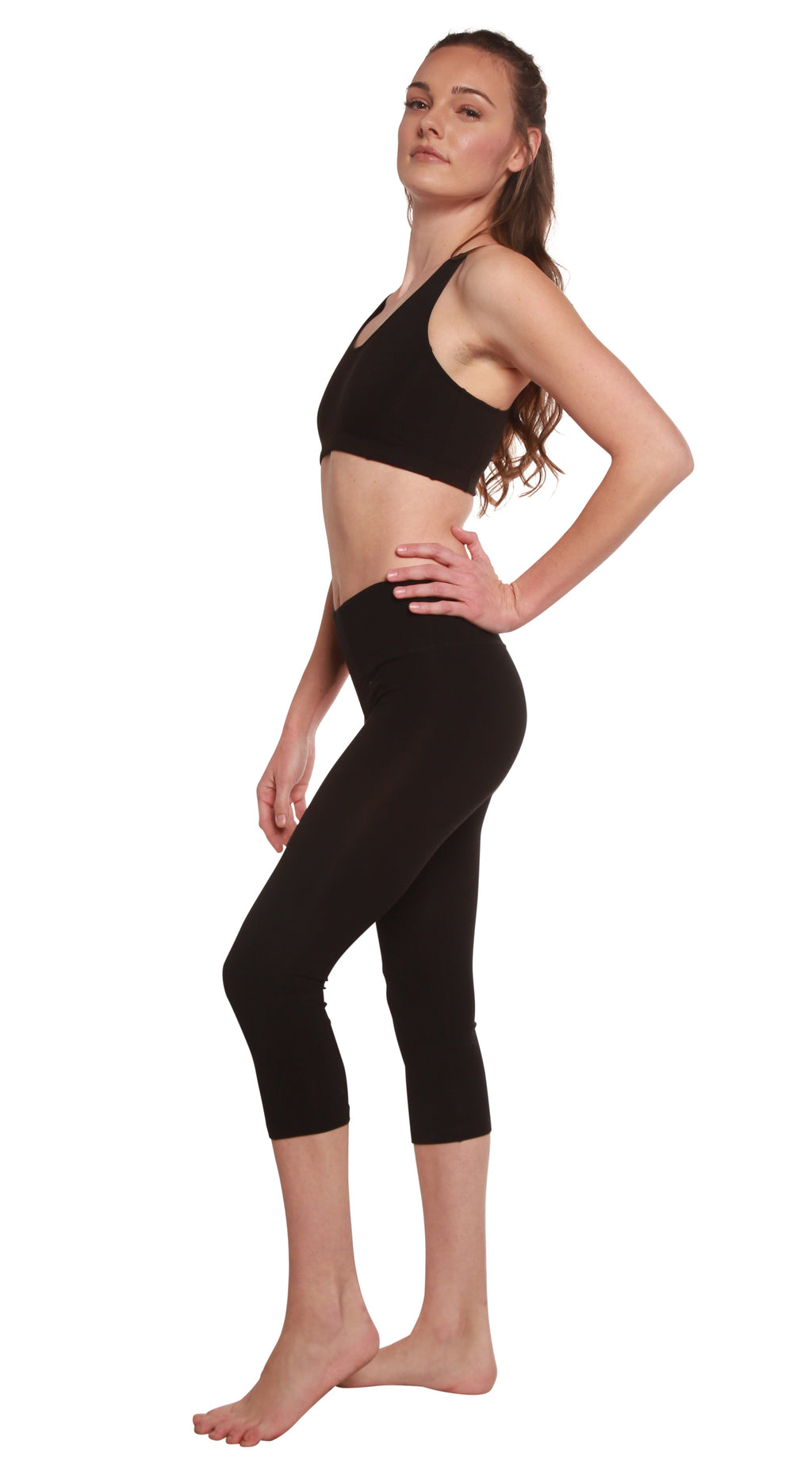 Spun Bamboo Women's Bamboo Viscose/Cotton Capri Style Leggings — back view