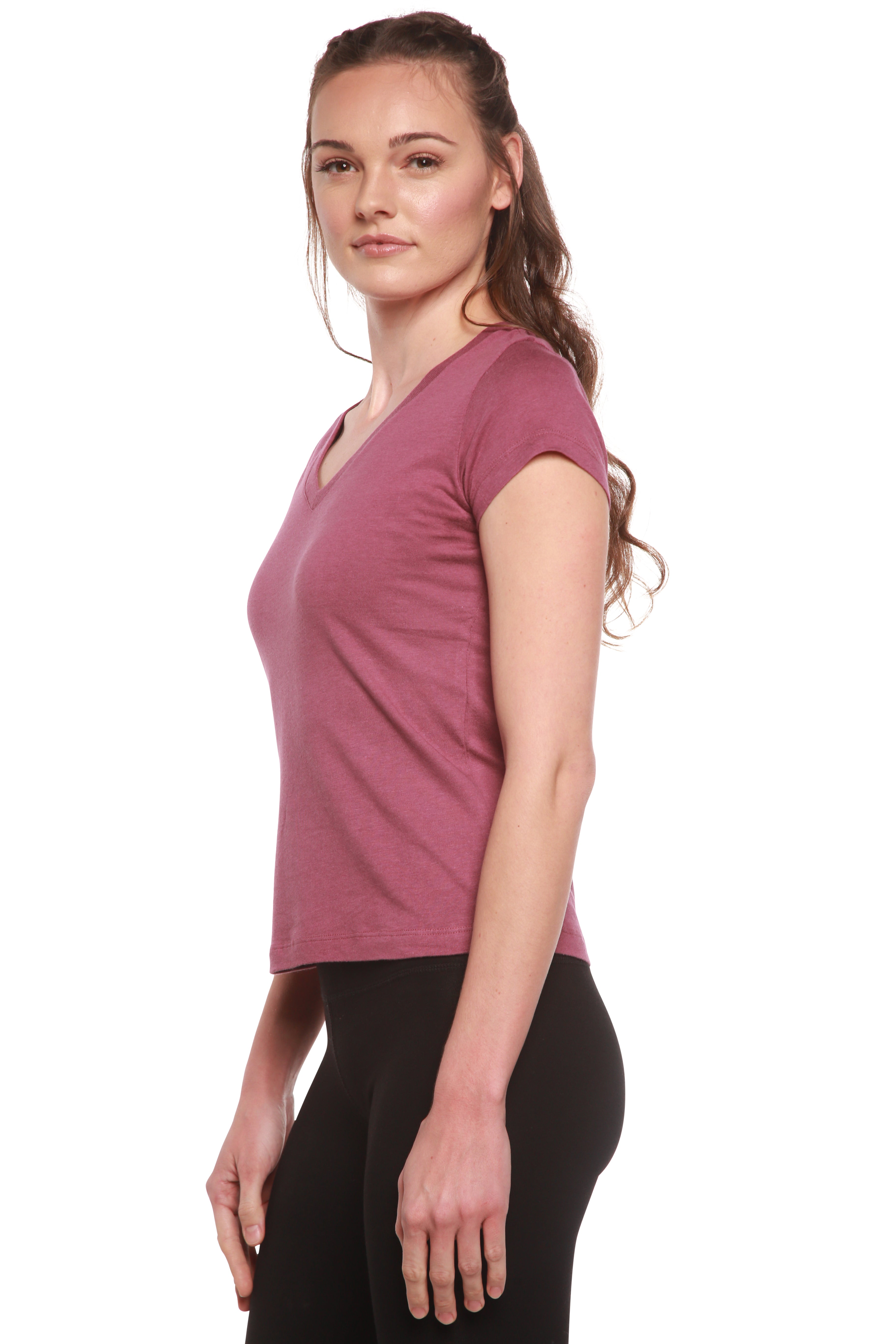 Spun Bamboo Women's Bamboo Viscose/Cotton V-Neck Cap Sleeve T-Shirt — color detail