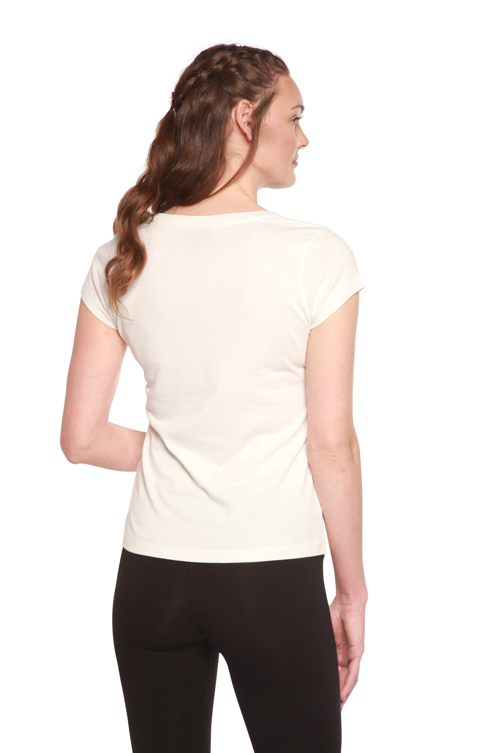 Spun Bamboo Women's Bamboo Viscose/Cotton V-Neck Cap Sleeve T-Shirt — alternative angle
