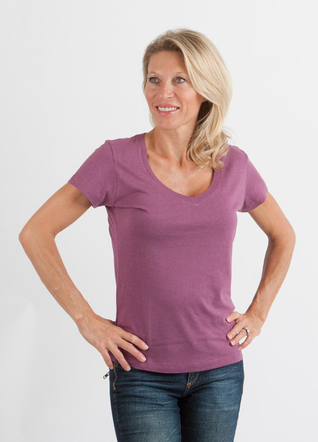 Spun Bamboo Women's Bamboo Viscose/Cotton V-Neck Cap Sleeve T-Shirt — feature highlight