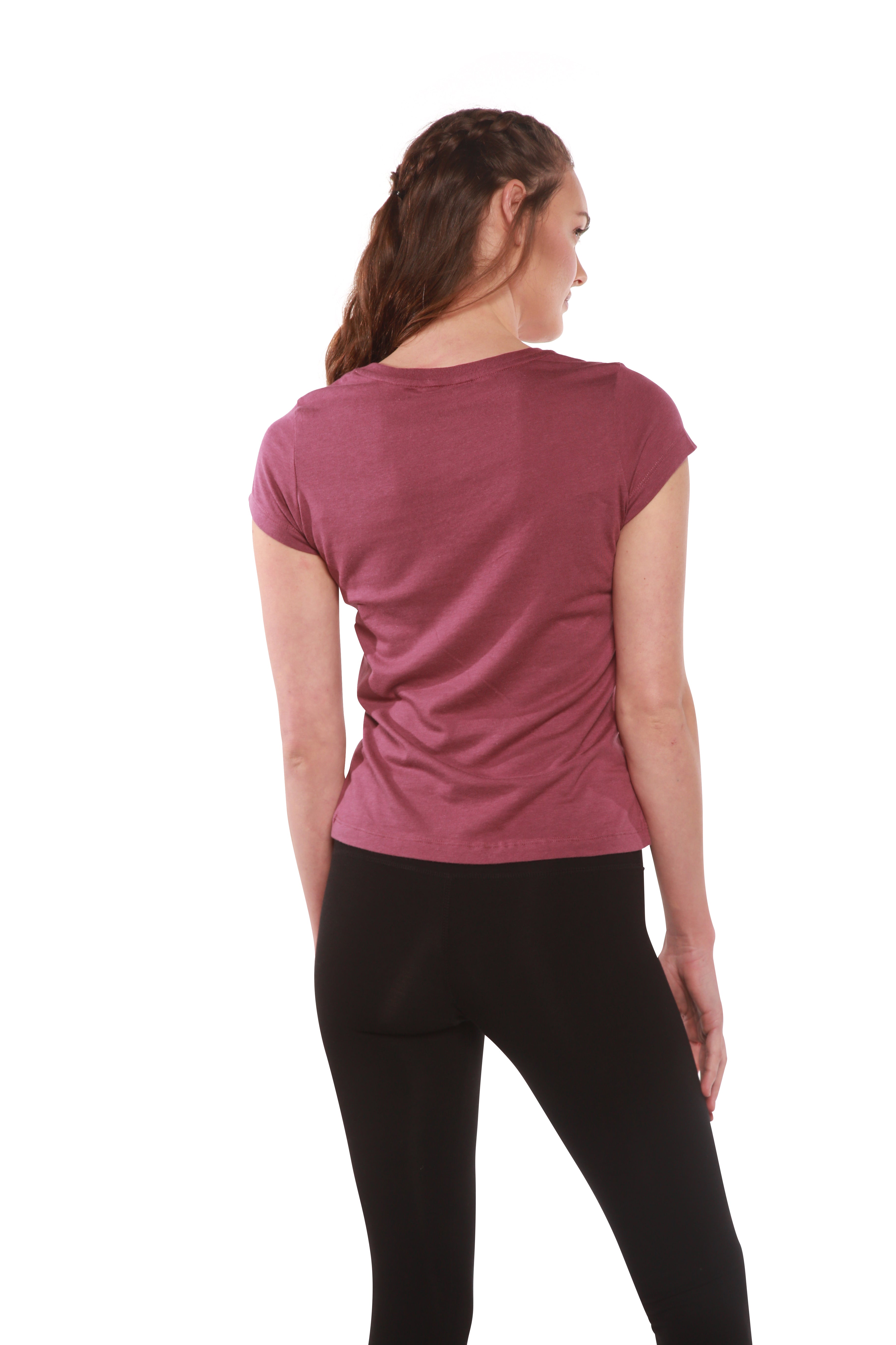 Spun Bamboo Women's Bamboo Viscose/Cotton V-Neck Cap Sleeve T-Shirt — side view