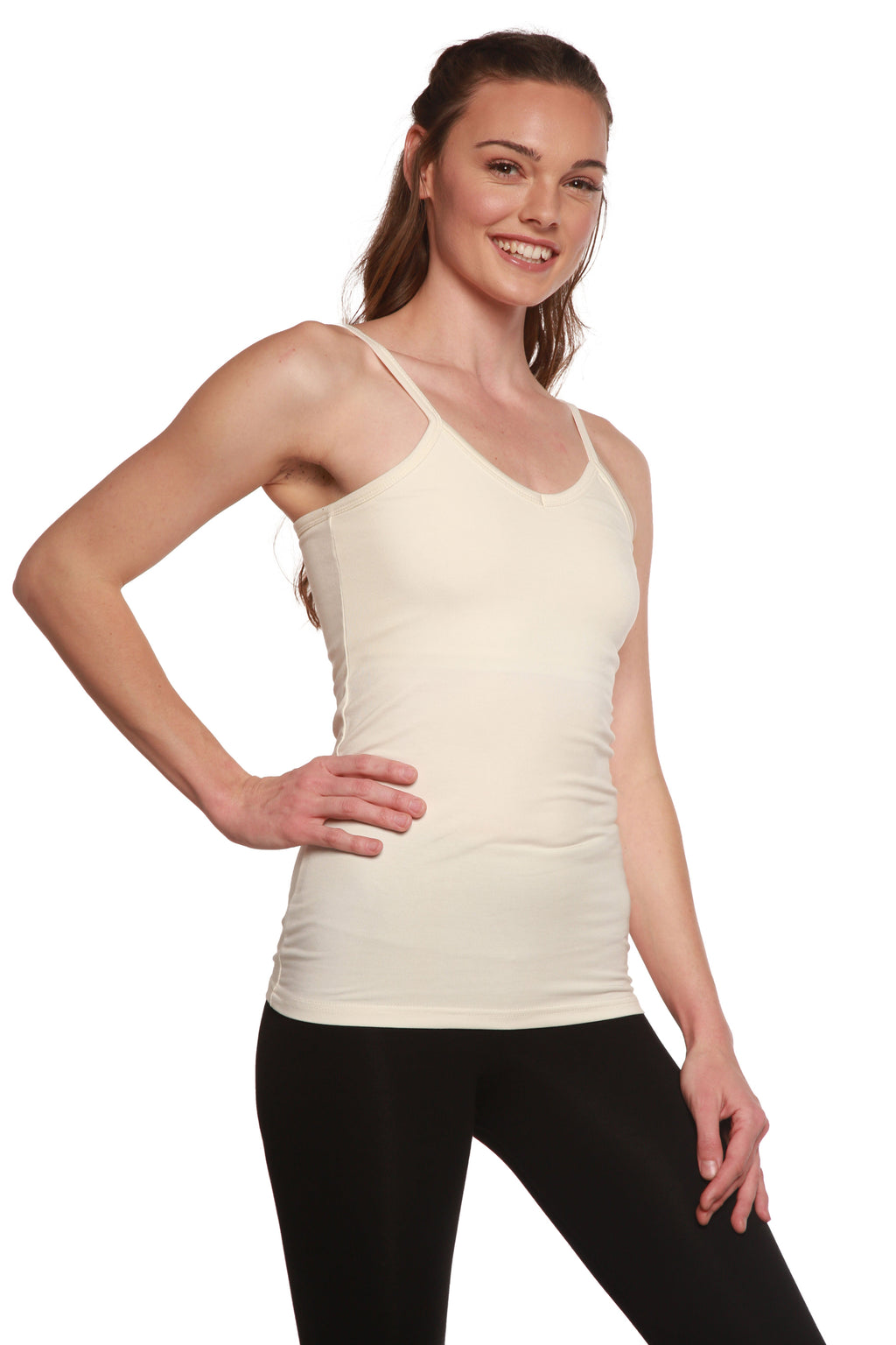 Spun Bamboo Clearance Women's Bamboo/Cotton Camisole with Shelf Bra — side view
