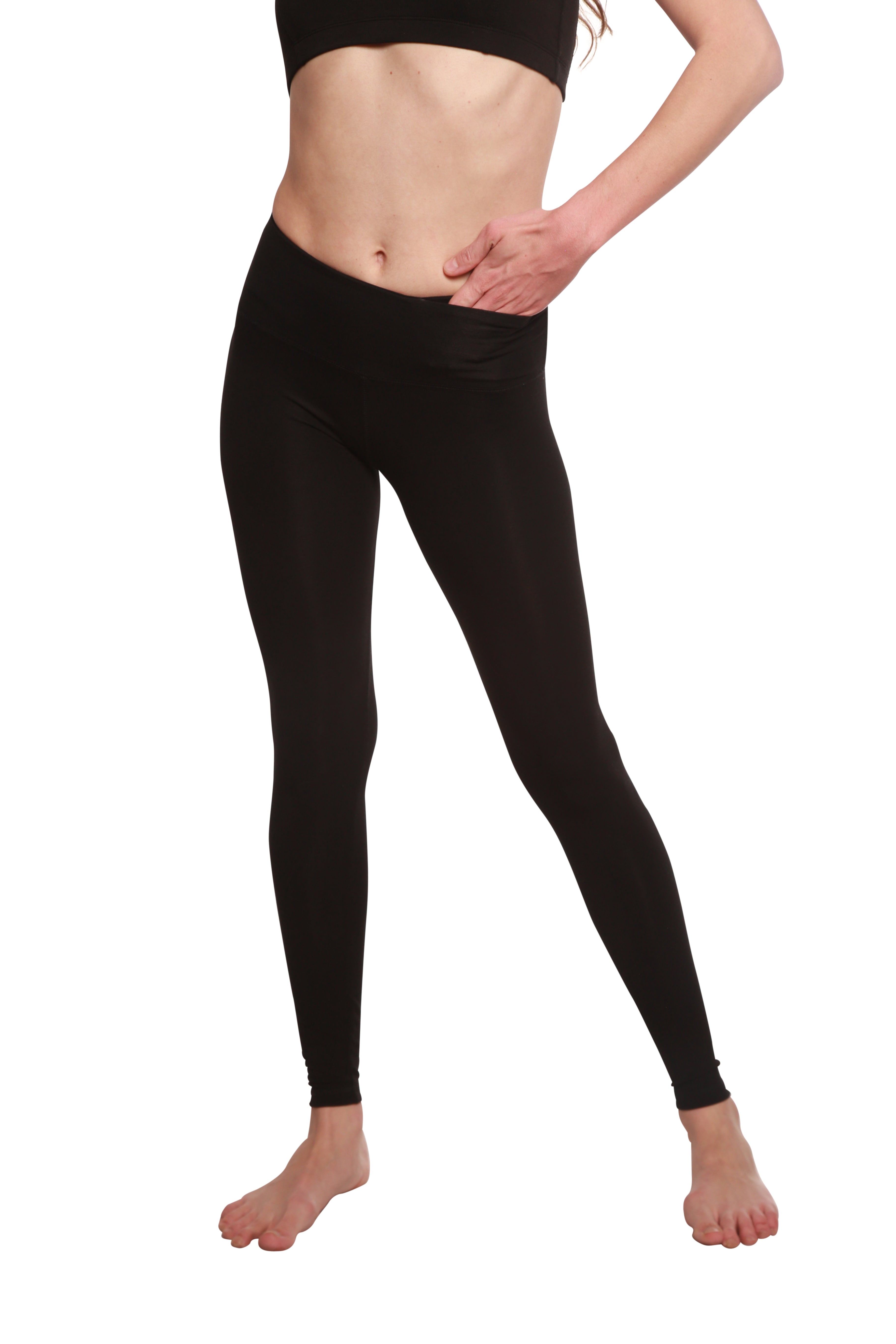 Spun Bamboo Clearance Women's Bamboo/Cotton Full Length Legging in Black — main product shot