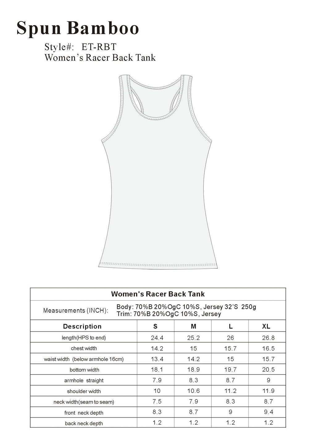 Spun Bamboo Clearance Women's Bamboo/Cotton Racer Back Tank Top — flat-lay composition