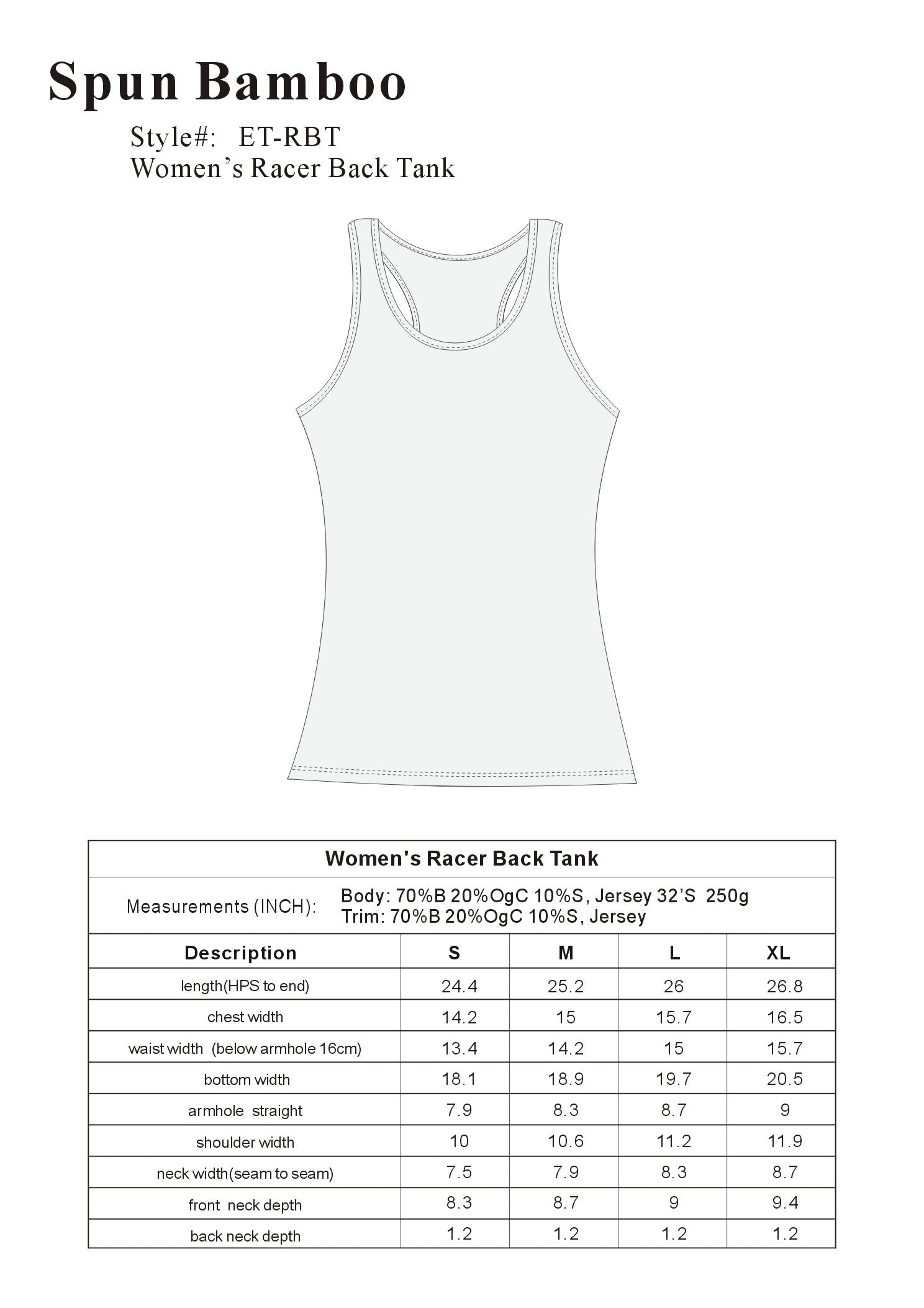 Spun Bamboo Clearance Women's Bamboo/Cotton Racer Back Tank Top — flat-lay composition