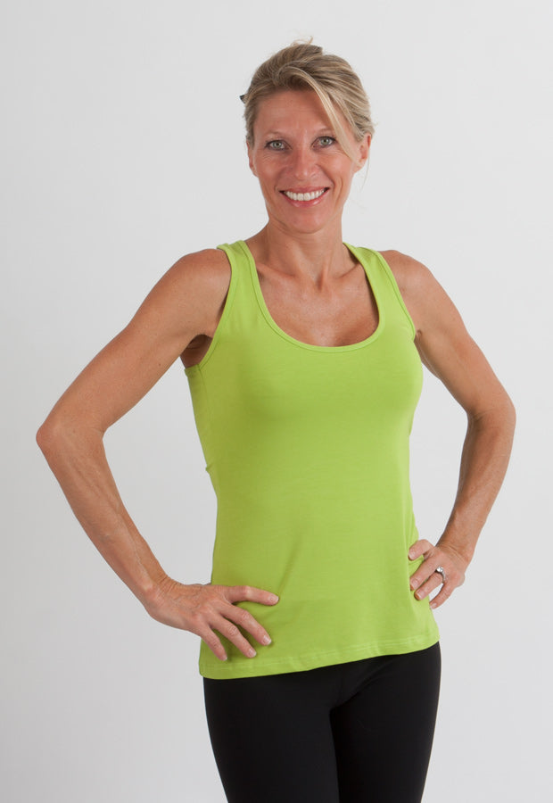 Spun Bamboo Clearance Women's Bamboo/Cotton Racer Back Tank Top — product on model