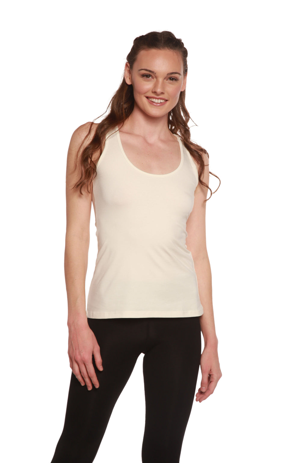 Spun Bamboo Clearance Women's Bamboo/Cotton Racer Back Tank Top — fabric or material detail