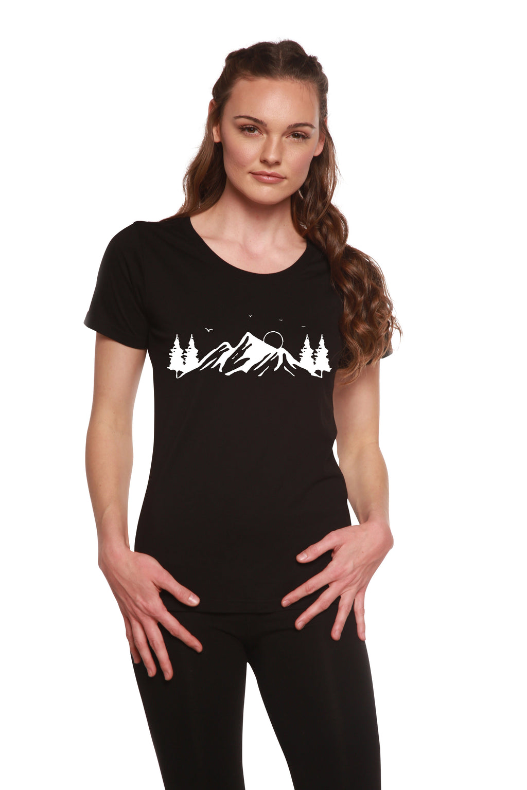 Spun Bamboo Women's Bamboo/Cotton Short Sleeve Scoop Neck T-Shirt with Print Mauna Kea — main product shot