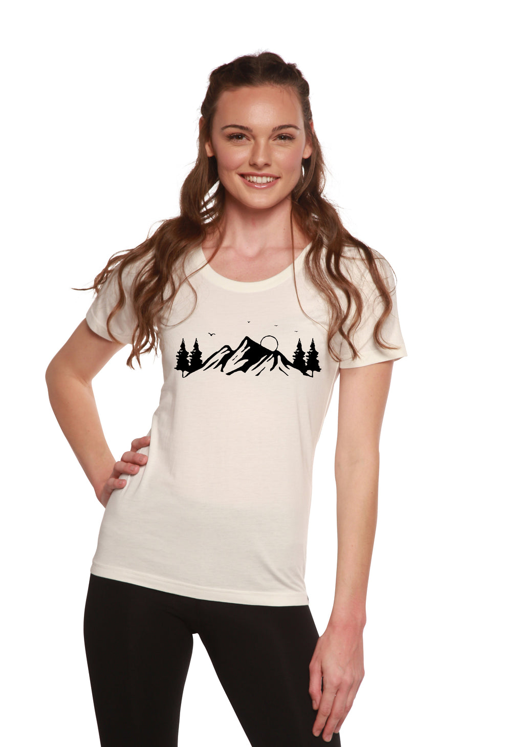 Spun Bamboo Women's Bamboo/Cotton Short Sleeve Scoop Neck T-Shirt with Print Mauna Kea — lifestyle context