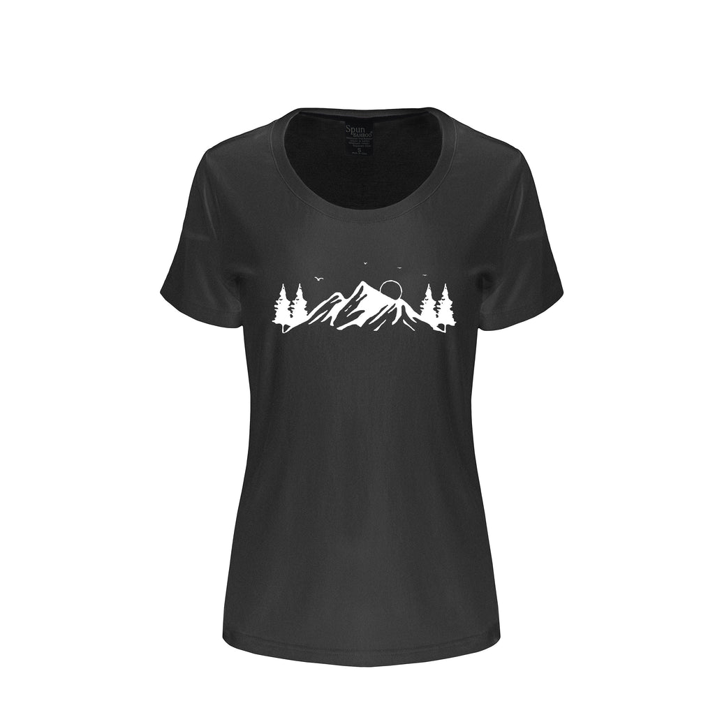 Spun Bamboo Women's Bamboo/Cotton Short Sleeve Scoop Neck T-Shirt with Print Mauna Kea — side view