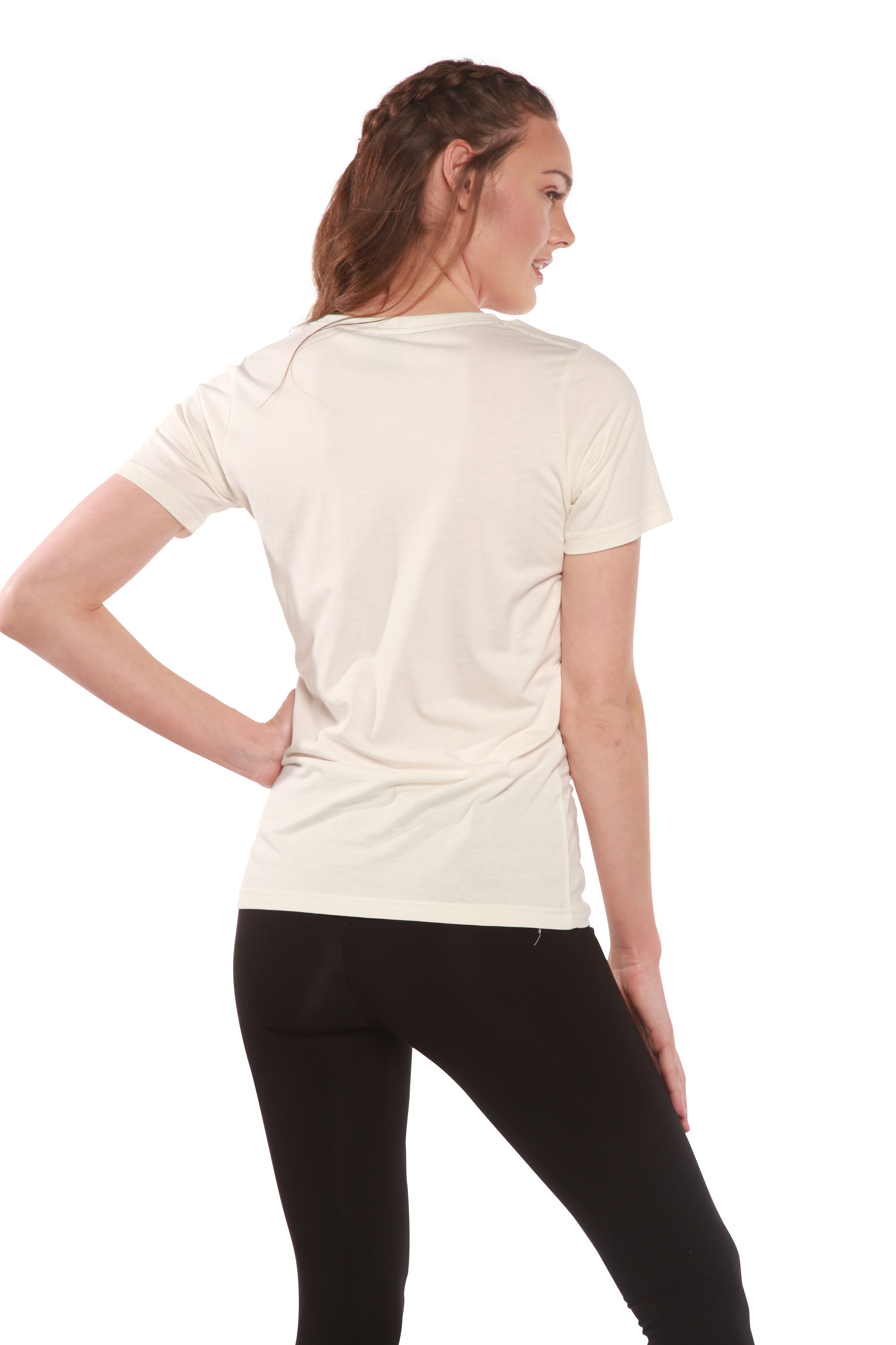 Spun Bamboo Women's Bamboo/Cotton Short Sleeve Scoop Neck T-Shirt — product on model