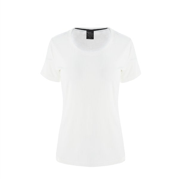 Spun Bamboo Women's Bamboo/Cotton Short Sleeve Scoop Neck T-Shirt — flat-lay composition