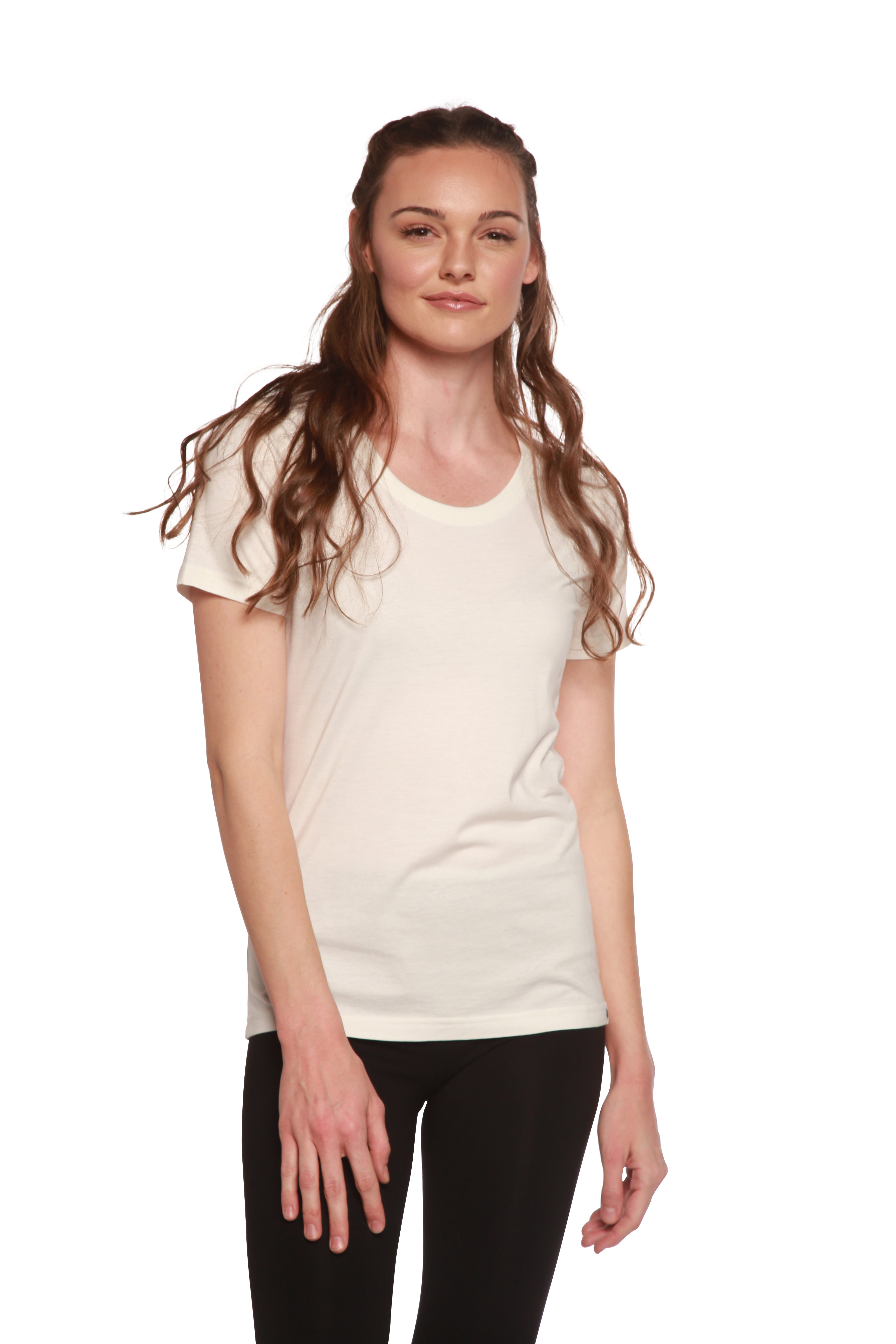 Spun Bamboo Women's Bamboo/Cotton Short Sleeve Scoop Neck T-Shirt — comparison shot