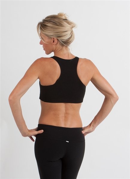 Spun Bamboo New Women's Bamboo Padded Sports Bra in Black — side view