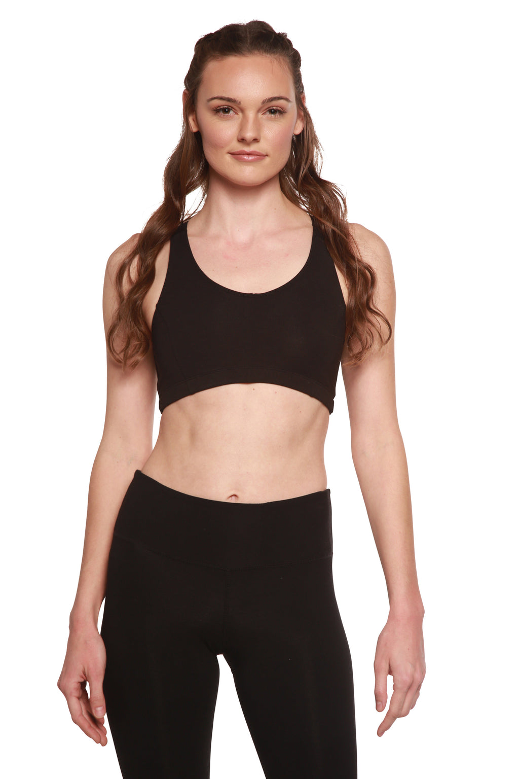Spun Bamboo New Women's Bamboo Padded Sports Bra in Black — back view