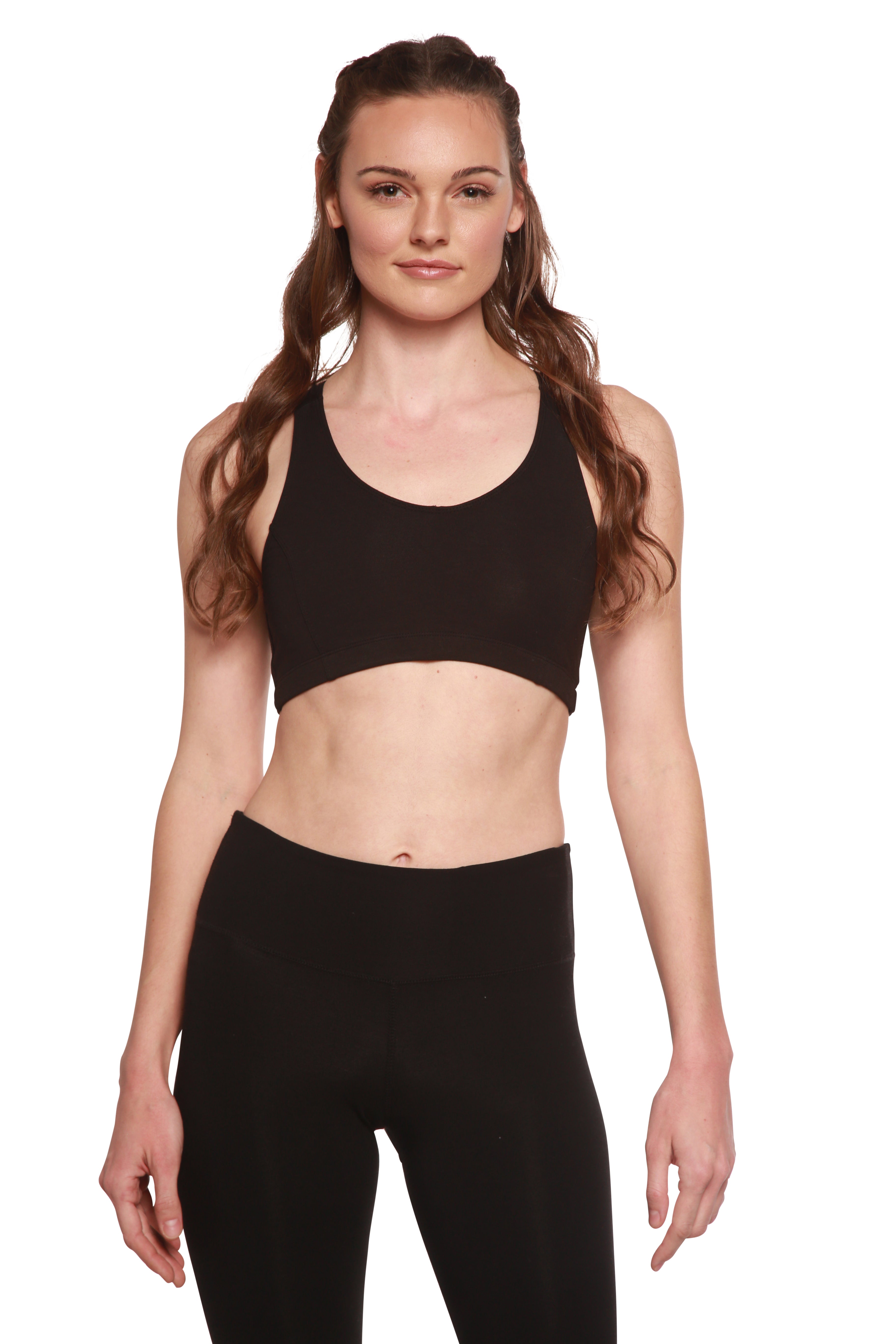 Spun Bamboo New Women's Bamboo Padded Sports Bra in Black — back view