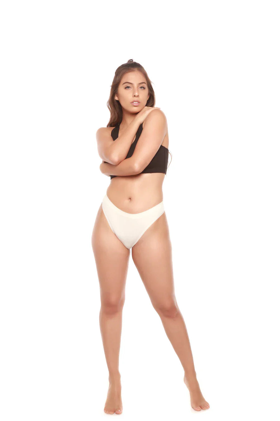 Spun Bamboo Women's Bamboo/Cotton Thong Style Underwear Natural Color - 3-pack — detail close-up