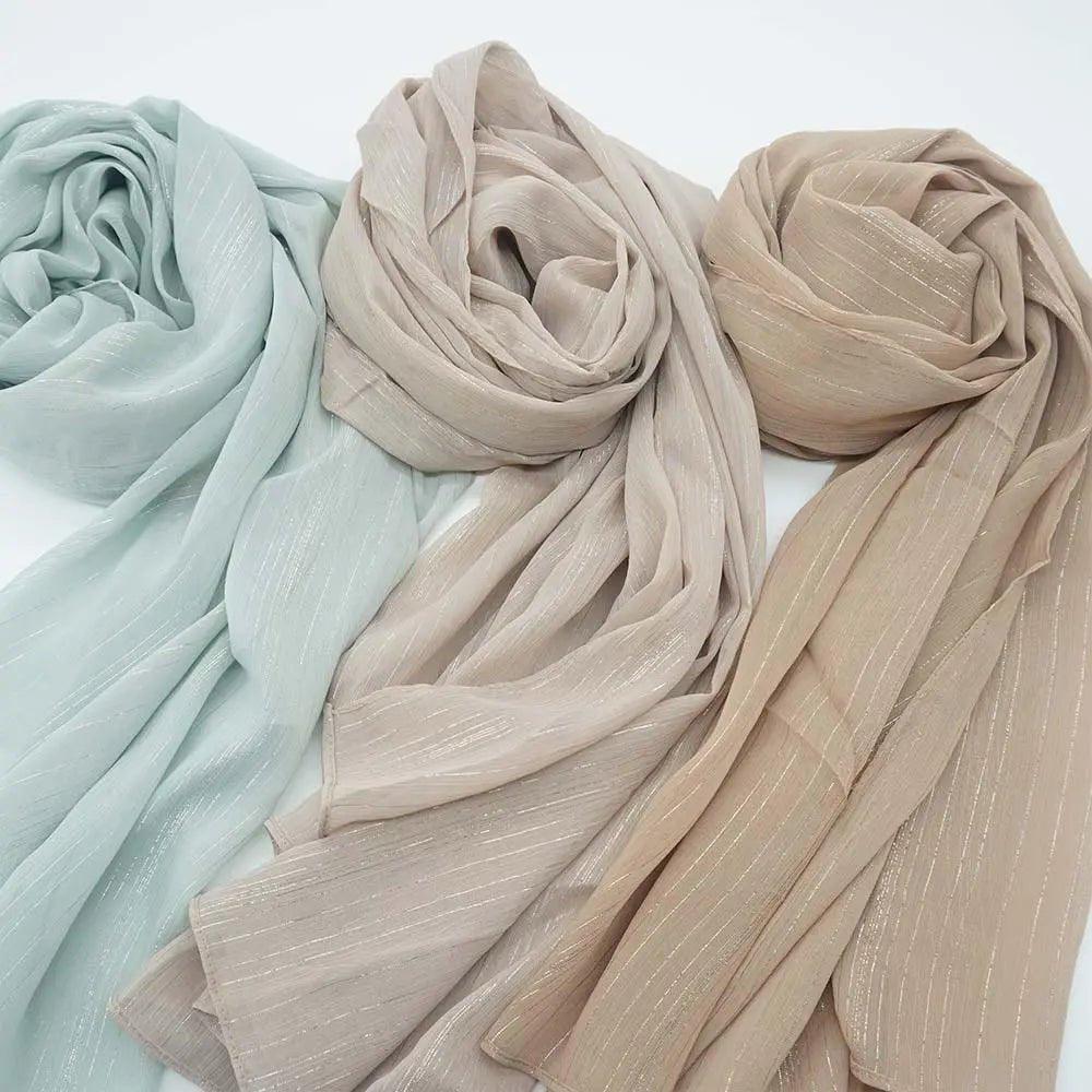 Mariam's Collection Women's hijab in Solid Color with Silver Silk Bronzing (MH022) — main product shot