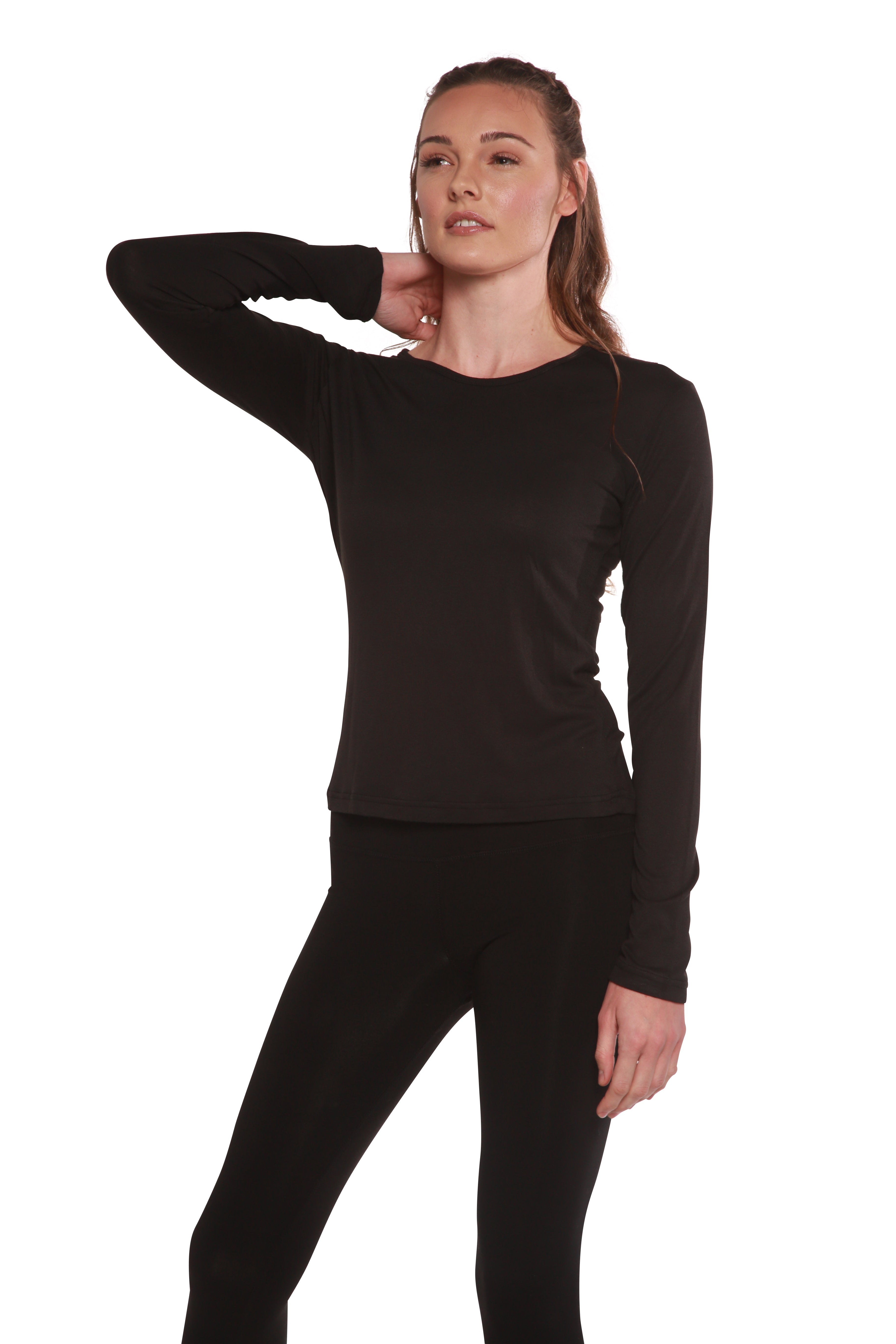 Clearance Women's Scoop Neck 100% Bamboo Viscose Long Sleeve Shirt — view 3