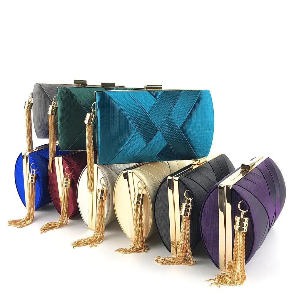 Mariam's Collection MAC032 Women's Silk Evening Bag with Elegant Tassel Pendant — construction detail
