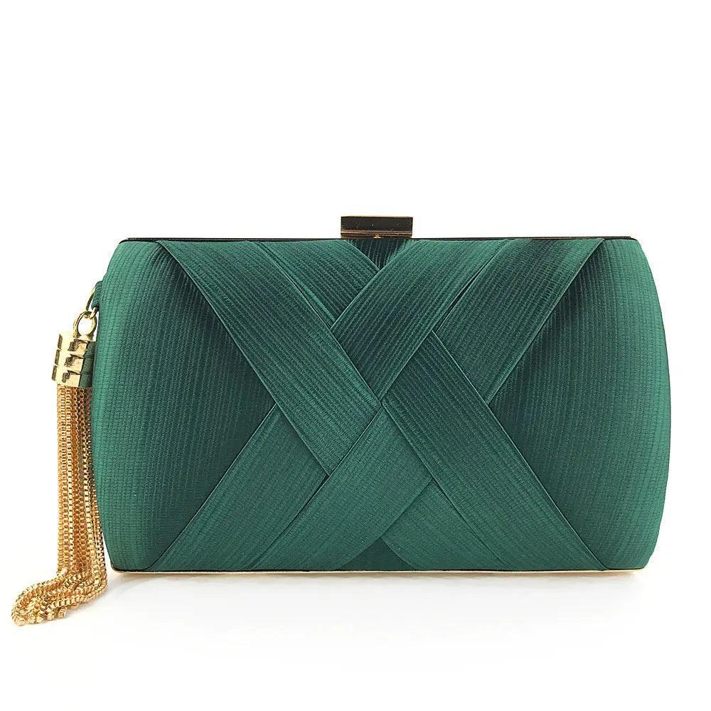 Mariam's Collection MAC032 Women's Silk Evening Bag with Elegant Tassel Pendant — detail close-up