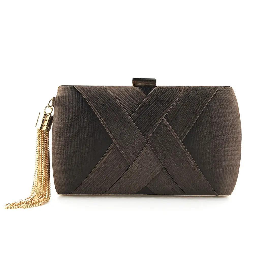 Mariam's Collection MAC032 Women's Silk Evening Bag with Elegant Tassel Pendant — product on model