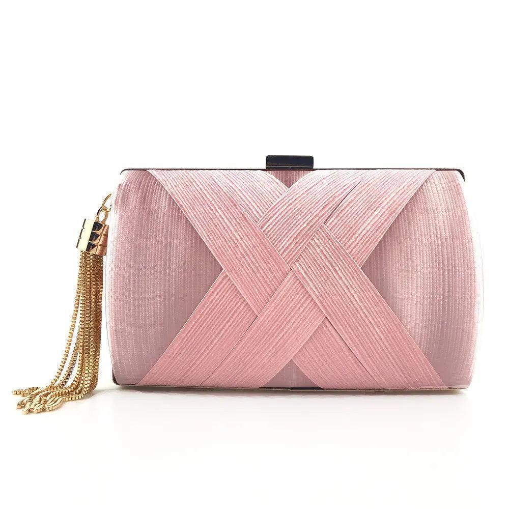 Mariam's Collection MAC032 Women's Silk Evening Bag with Elegant Tassel Pendant — fabric or material detail
