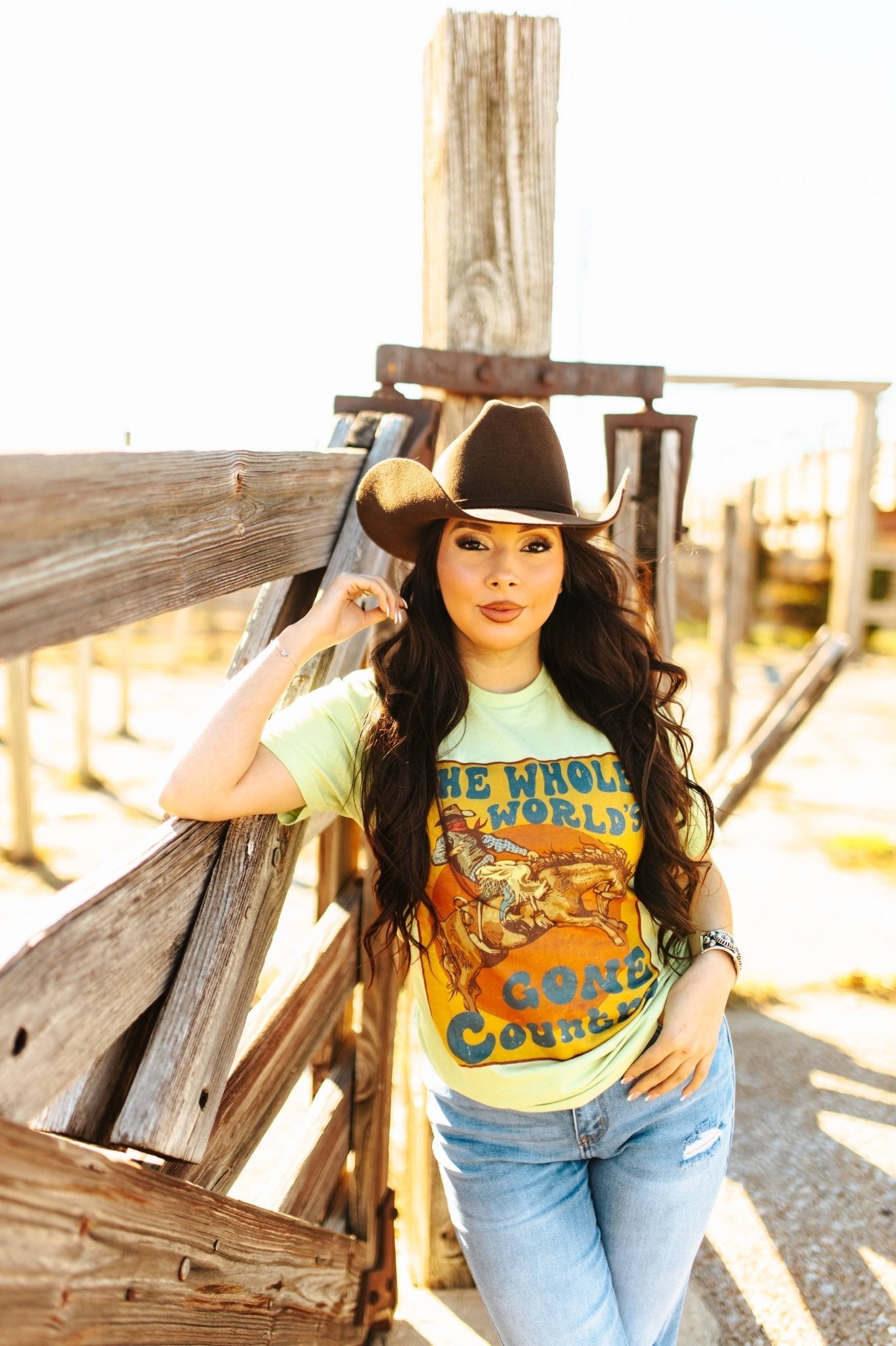 Wild Junkie World's Gone Country Western Graphic Tee — lifestyle context