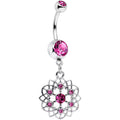BodyCandy Pink Gem Twist Flower Dangle Belly Ring — main product shot