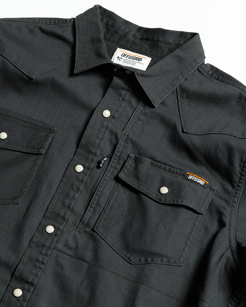 Off The Grid Surplus Earl Denim Shirt - Vintage Black — in-use photo