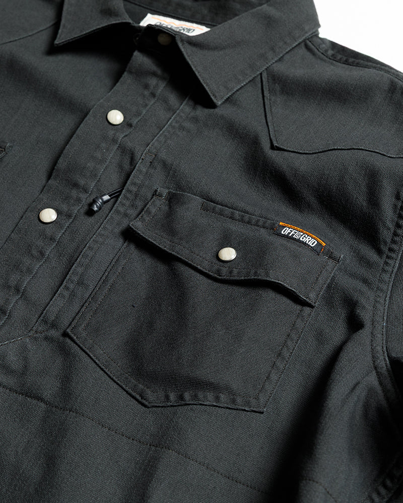 Off The Grid Surplus Earl Denim Shirt - Vintage Black — size reference