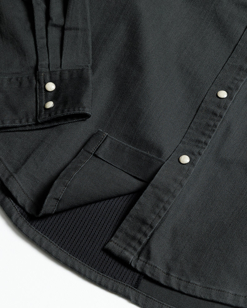 Off The Grid Surplus Earl Denim Shirt - Vintage Black — color detail
