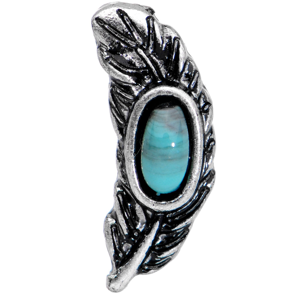 BodyCandy 1/4 Blue Faux Turquoise Southwestern Feather Cartilage Tragus Earring — detail and construction