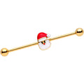BodyCandy Gold PVD Santa Claus is Here Christmas Industrial Barbell 38mm — main product shot