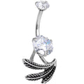 BodyCandy Clear Gem Feather Trio Dangle Belly Ring — main product shot