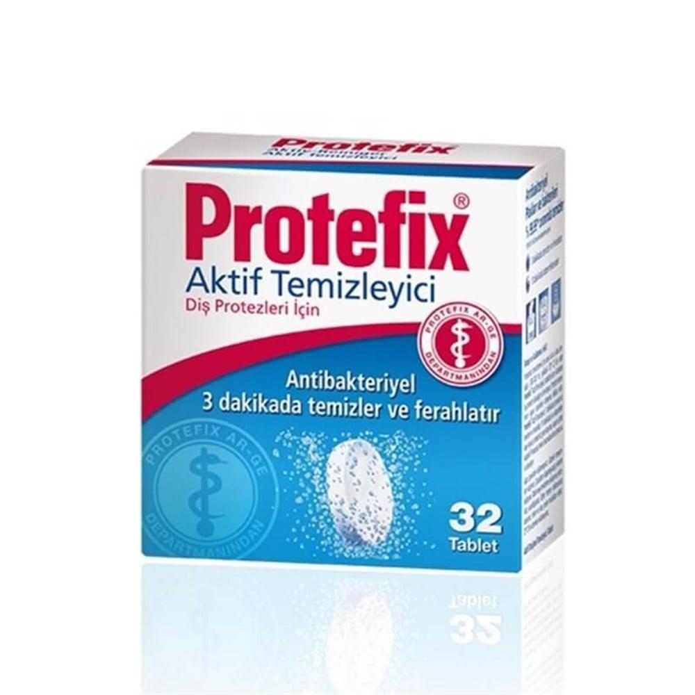 Protefix Active Cleaner Denture Cleaning Tablets - Anti-Bacterial, 99.99% Plaque Removal - 32 Tablets