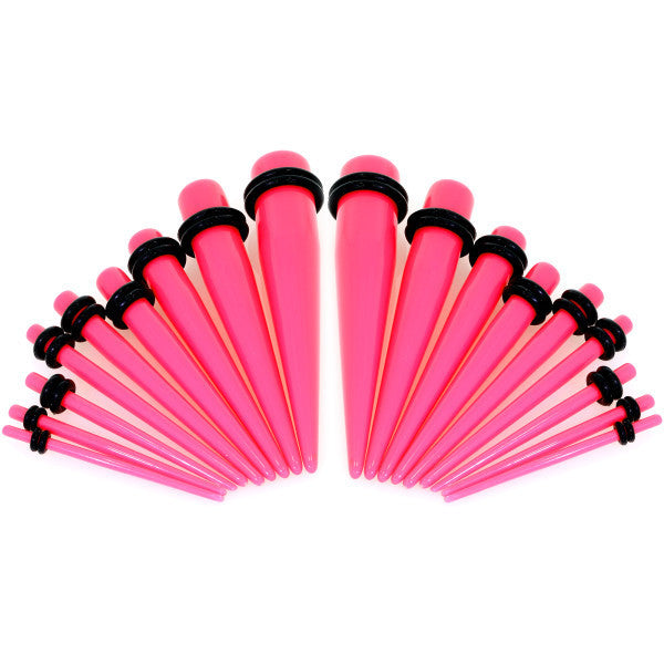 BodyCandy 14G to 00G 18 Piece Ear Stretching Kit in Pink Acrylic Set — main product shot