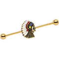 BodyCandy 14G Gold PVD Warrior Chief Industrial Barbell 38mm — main product shot