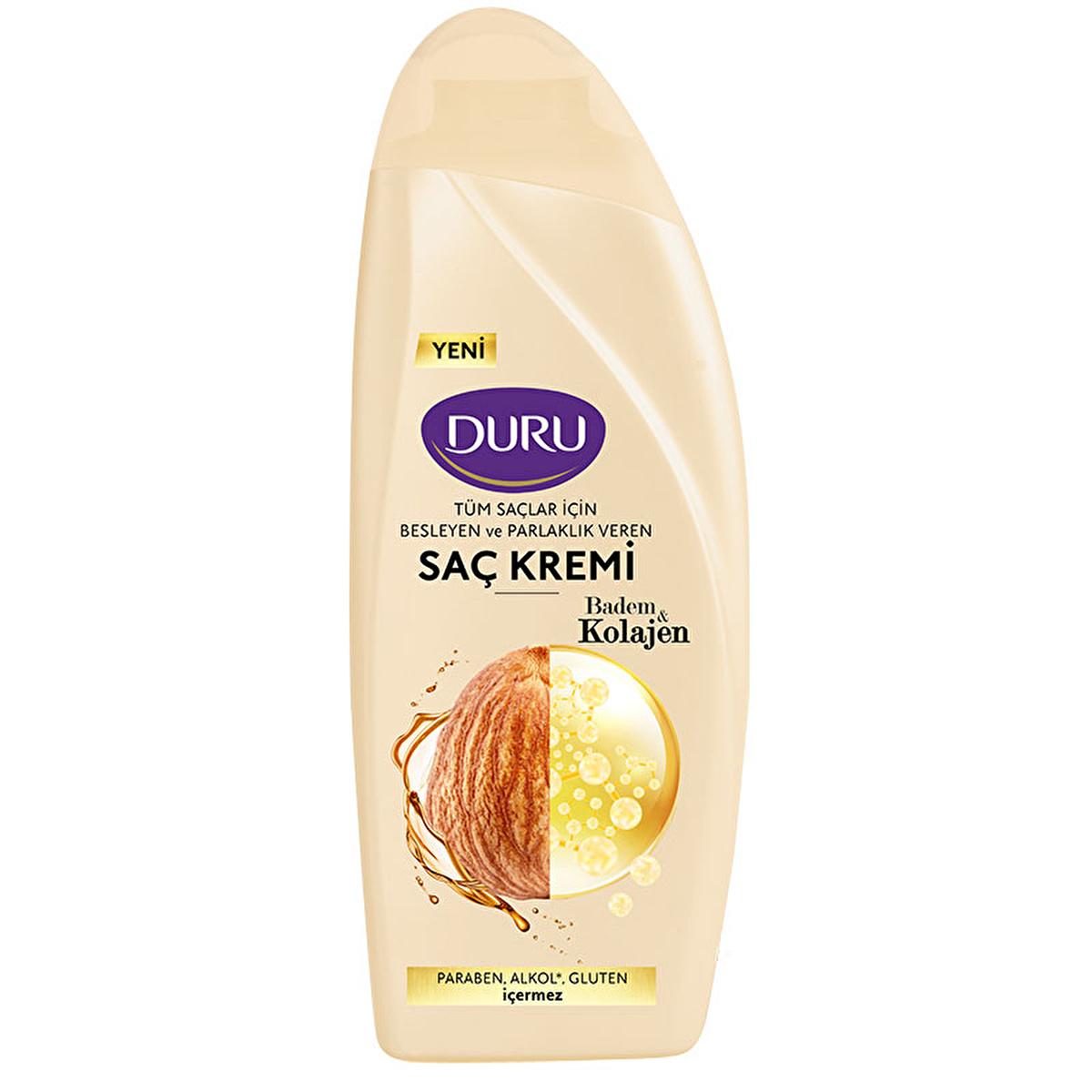 Duru Collagen & Almond Oil Hair Conditioner: Repair Damaged Hair, Control Frizz, Easy Combing - Silky & Shiny Look (16.91 fl oz)