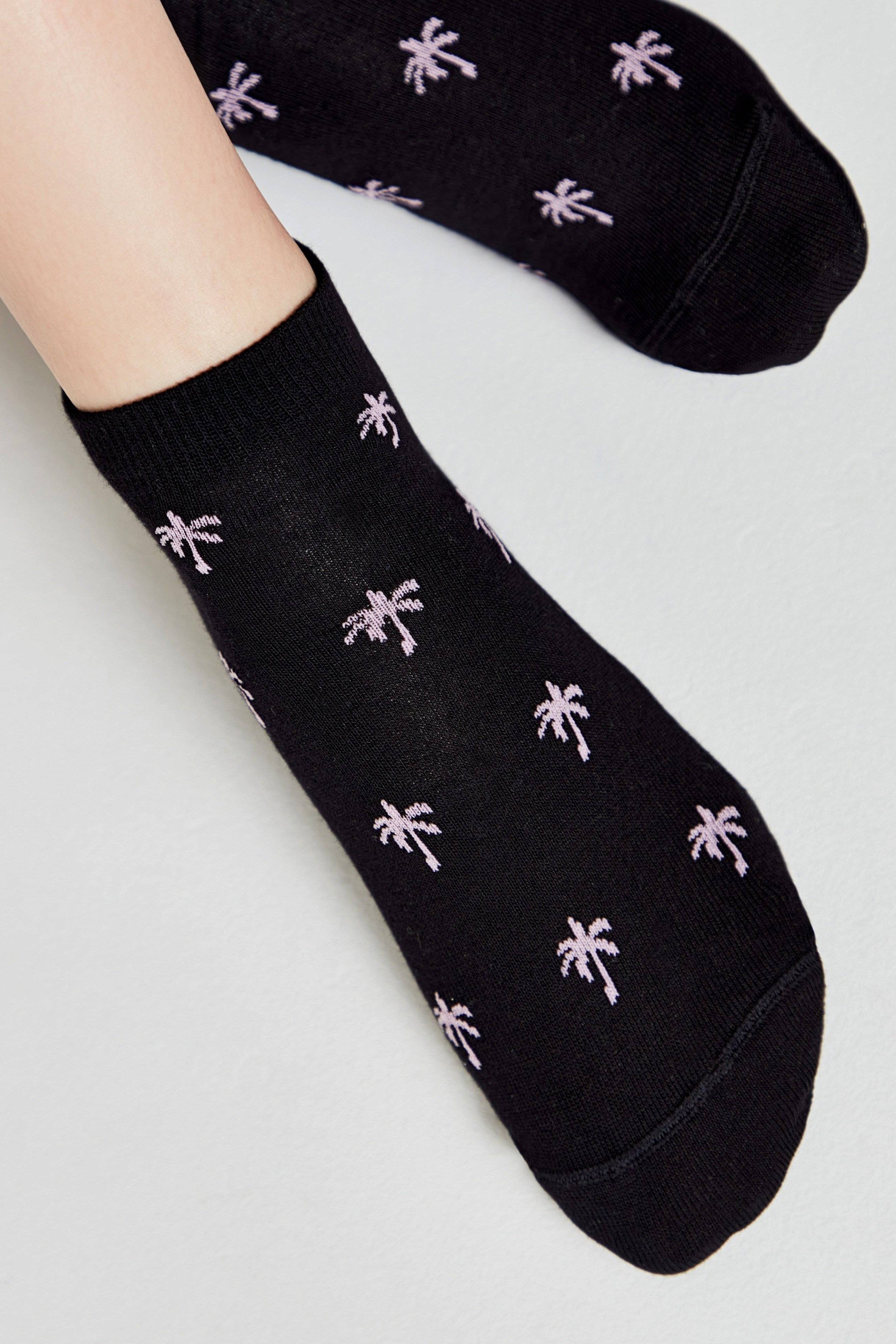 TheRanok.com Cotton Ankle Socks Conte Active - 589 Palm Trees — fabric or material detail