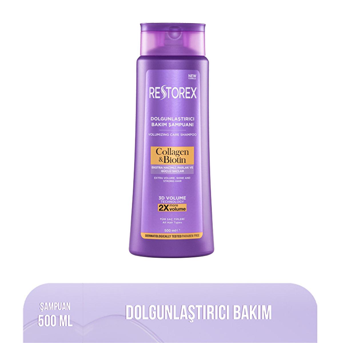 Restorex Collagen & Biotin Volumizing Hair Care Shampoo - 500ml, Nourishes & Strengthens Hair, Suitable for Daily Use