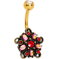 BodyCandy Red White Gem Gold Plated Holiday Brooch Belly Ring — main product shot