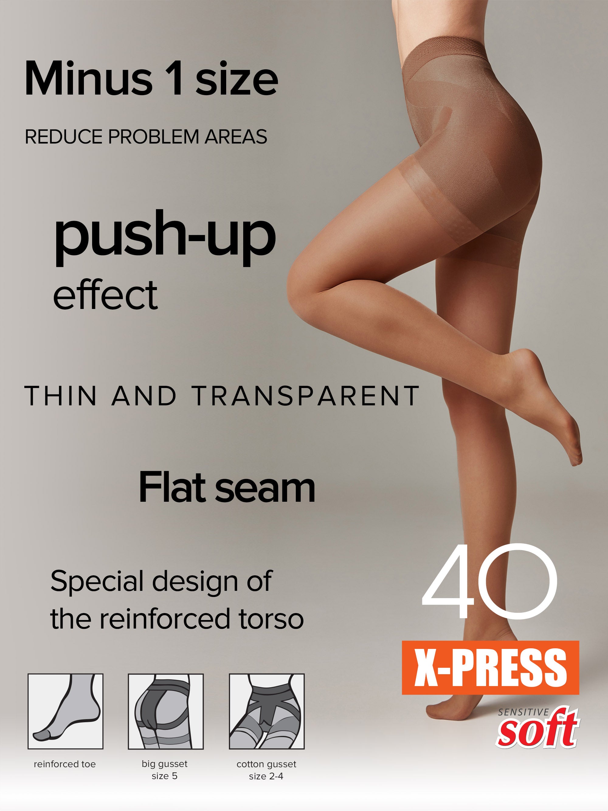 TheRanok.com Tights Conte X-Press 40 Den - Body Shaping — size reference