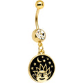 BodyCandy Clear CZ Gem Gold PVD Sun and Moon Disc Dangle Belly Ring — main product shot