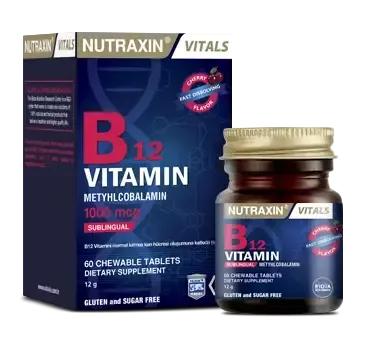 Nutraxin Vitamin B12 Supplement 1000mcg Methylcobalamin - 60 Tablets for Energy and Neurological Health