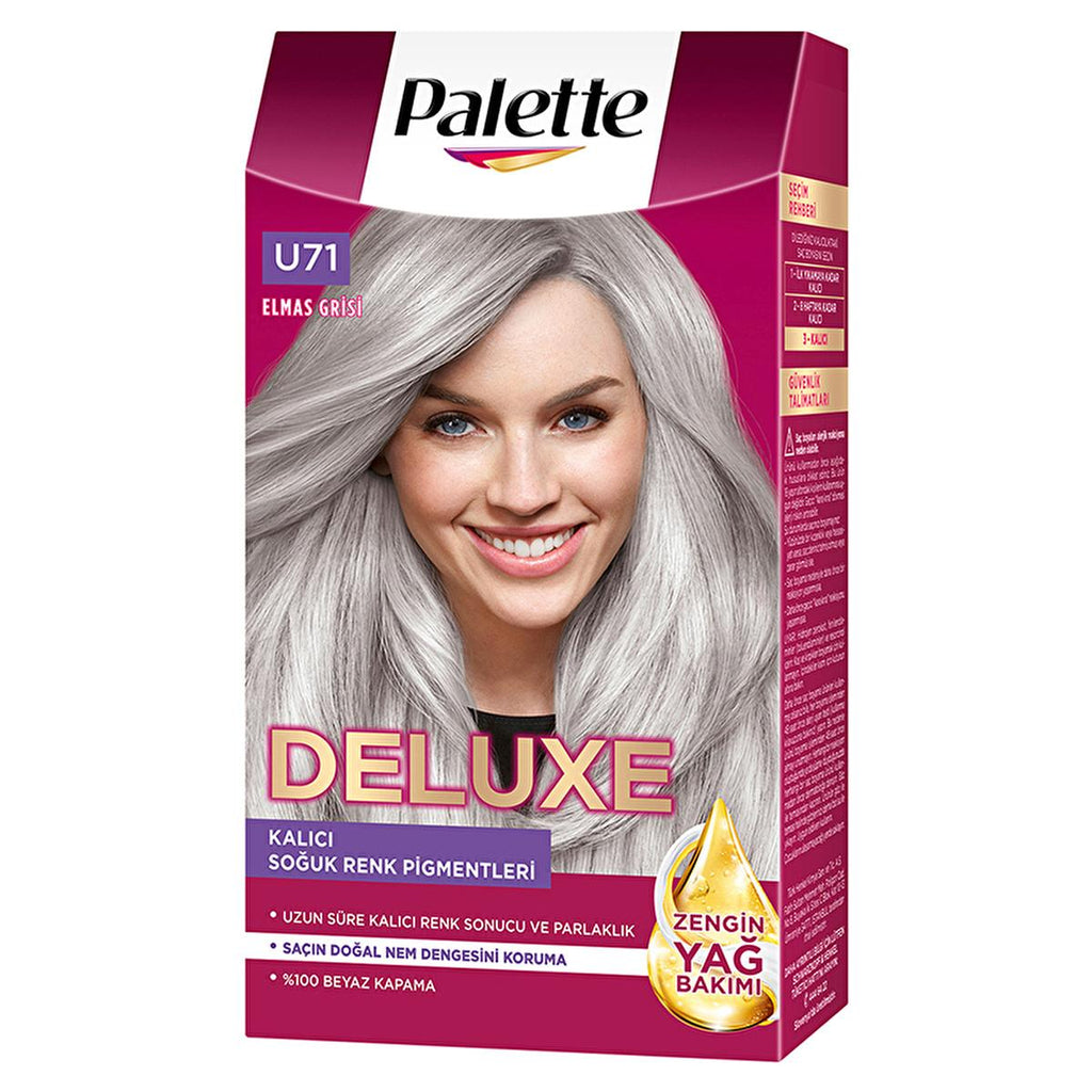 Palette Deluxe U71 Elmas Grisi Hair Dye - Long-Lasting Gray Hair Color with Nourishing Properties