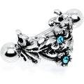 BodyCandy 16G 1/2 Blue Gem Double Daisy Flower Cuff Cartilage Earring — main product shot
