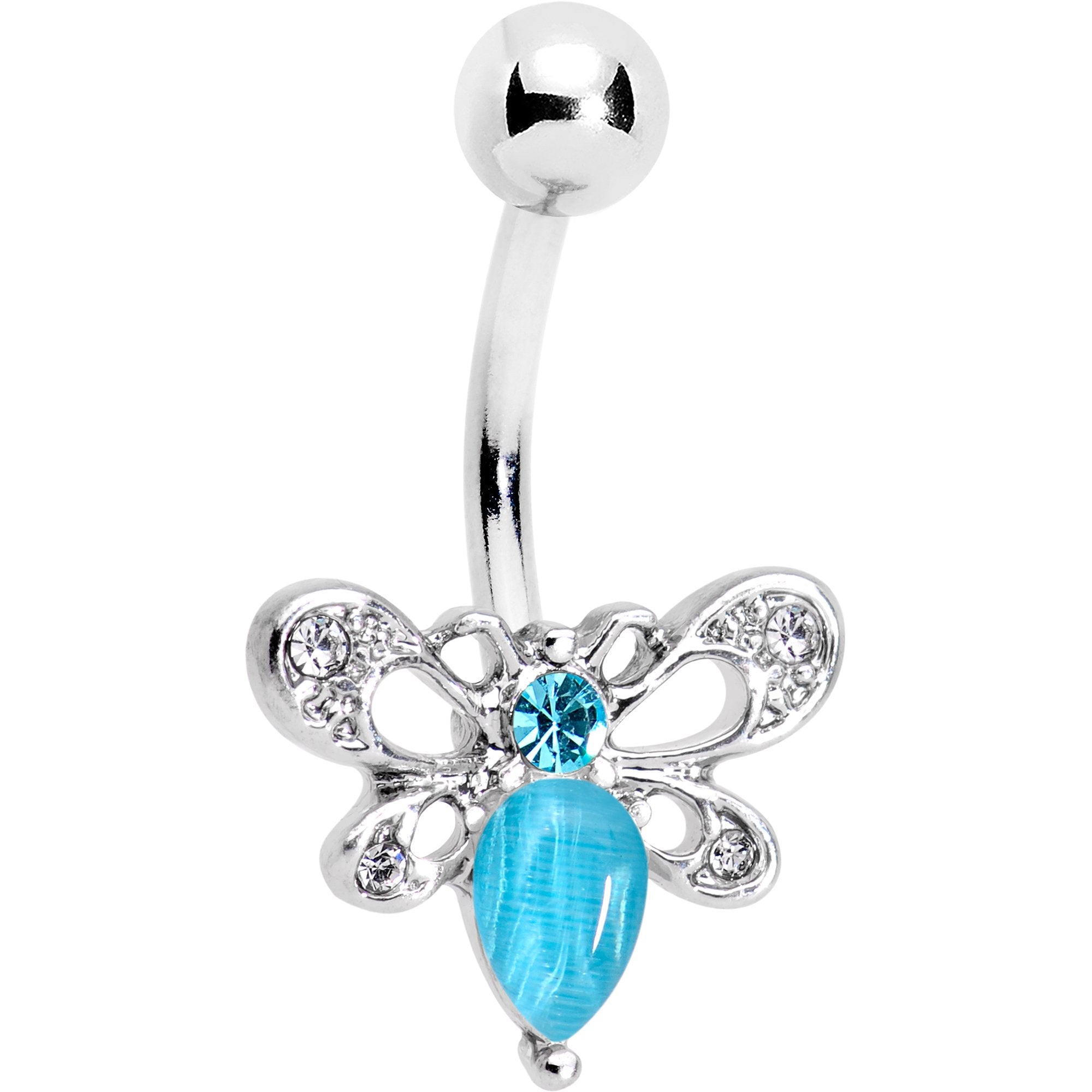 BodyCandy Aqua Gem Honey Butterfly Belly Ring — main product shot