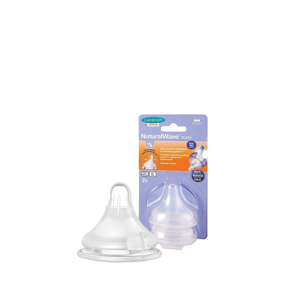 Lansinoh Natural Wave Baby Bottle Nipple - Medium Flow, BPA-Free Silicone, 2 Count
