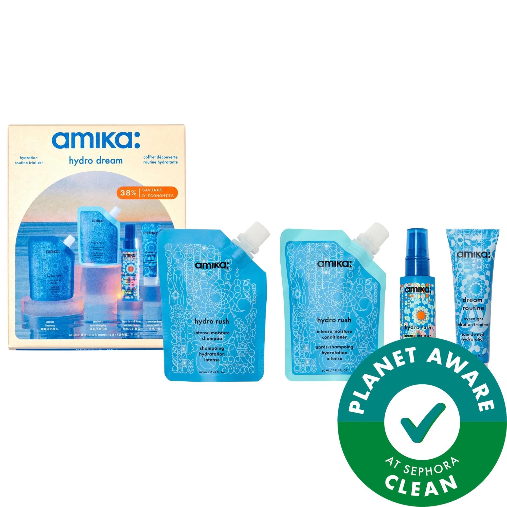 Mini Hydro Rush: Hydrating Hair Care Set - Hyaluronic Acid, Vegan, Cruelty-Free - Shampoo, Conditioner, Mask for Dry, Frizzy, Damaged Hair